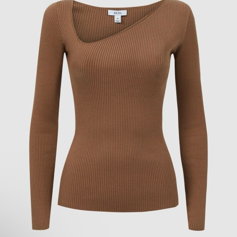Reiss Camel Ribbed Knit Top（brand new with tag)